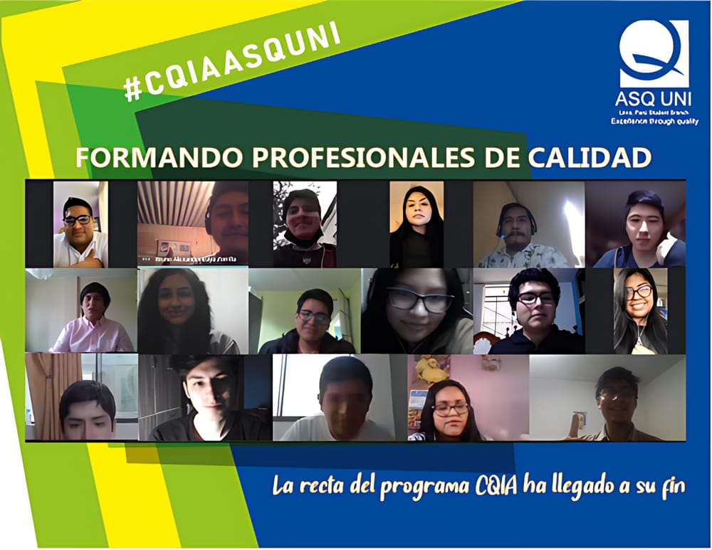 Integrantes de ASQ UNI en la clausura virtual del programa CQIA